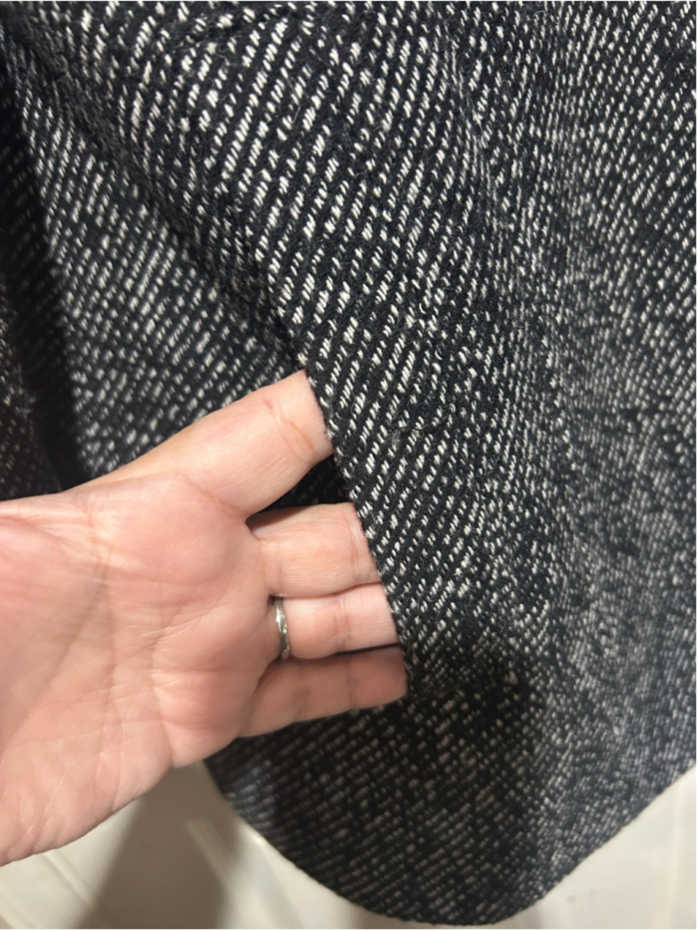 Women's London Fog Pea Coat Size M Black White Tweed - Picture 7 of 8